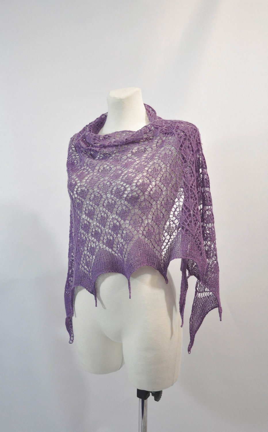 Heather hand knitted lace shawl, stole, scarf, - aboutCRAFTS