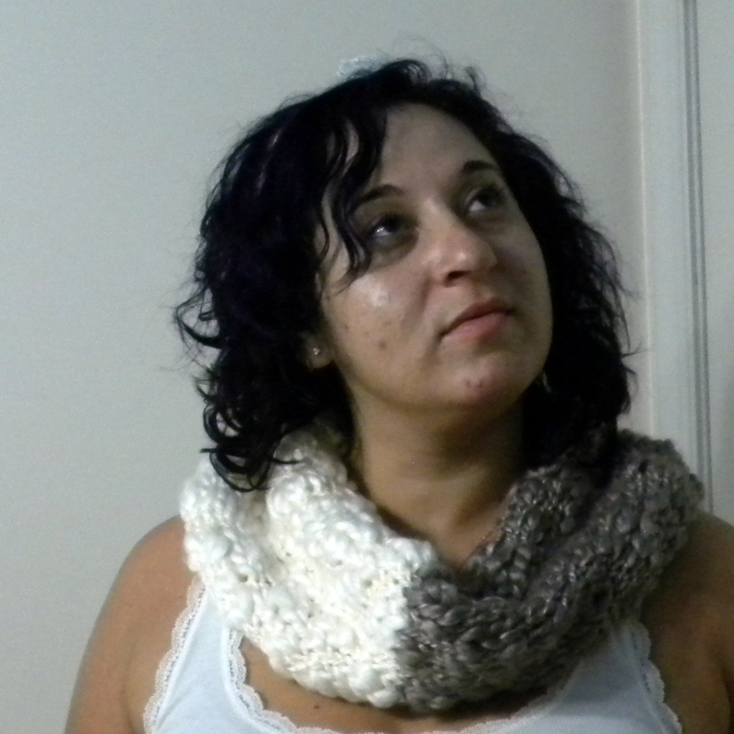 Colorblock Cowl Neckwarmer -Infinity Scarf - Wool Acrylic Blend