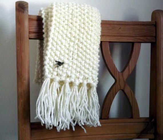 Seed Stitch Scarf In Cream // Extra Long // Extra Chunky