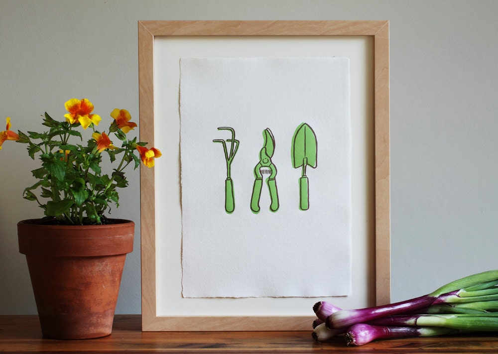 Garden Tools Letterpress Art Print