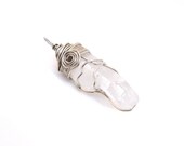 Universal Stone - FREE SHIPPING Wire Wrapped Pendant Raw Clear Quartz Crystal Gemstone Mineral Energy Meditation Stone Unique Gift