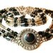 Vintage Necklace Onyx and Silver Beaded Choker and Bracelet 80's (73-4)
