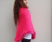 Free Shipping Knitting Shawl, Poncho pink Hand knitted.