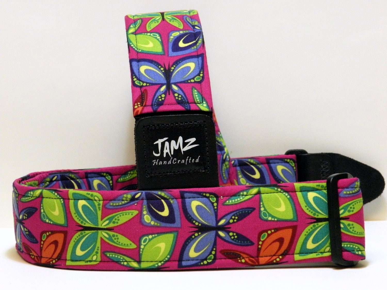 Handmade Guitar Strap - BUTTERFLIES - Violet - Blue - Orange - Turquoise - Green