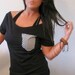 FREE SHIPPING, Chevron Tshirt, Chevron Pocket Shirt, Off shoulder Tshirt (women, teen girls)