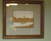 Antique framed glass cork carving picture