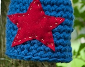 Size up to 3 months baby boy crocheted hat with applique star