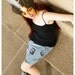 Hot Air Balloon Pencil skirt - Powder Blue Mini skirt - Black White - LARGE