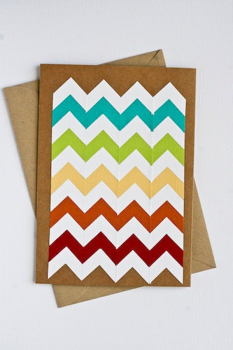 Papercut Chevron Greeting Card in Rainbow