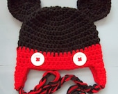 Baby Boy Crochet Mickey Mouse Beanie Hat SIZE 12 MONTHS-Adult