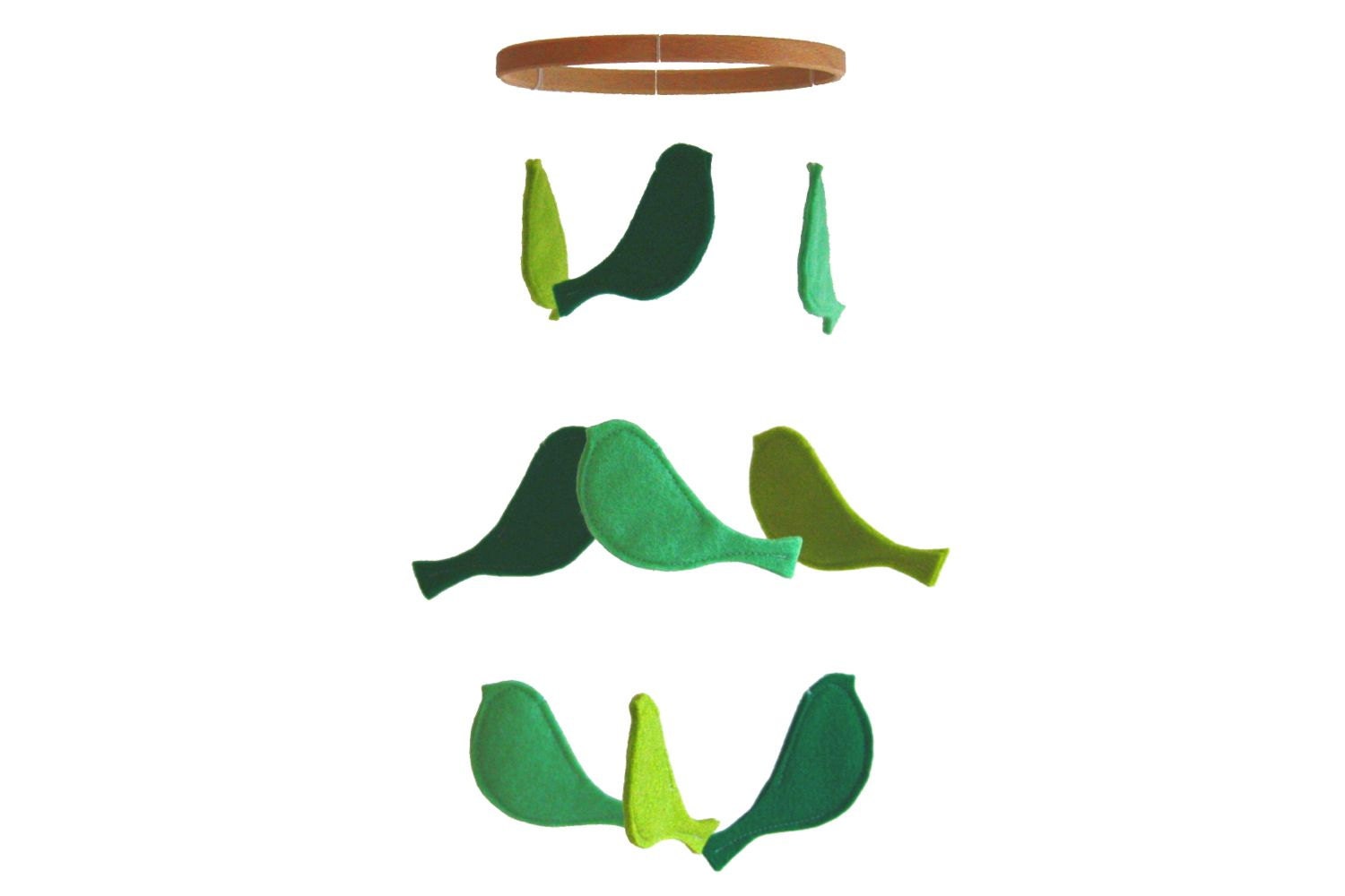 Green Bird Crib Mobile - Baby Crib Mobile - Spring Nursery - Kids Decor