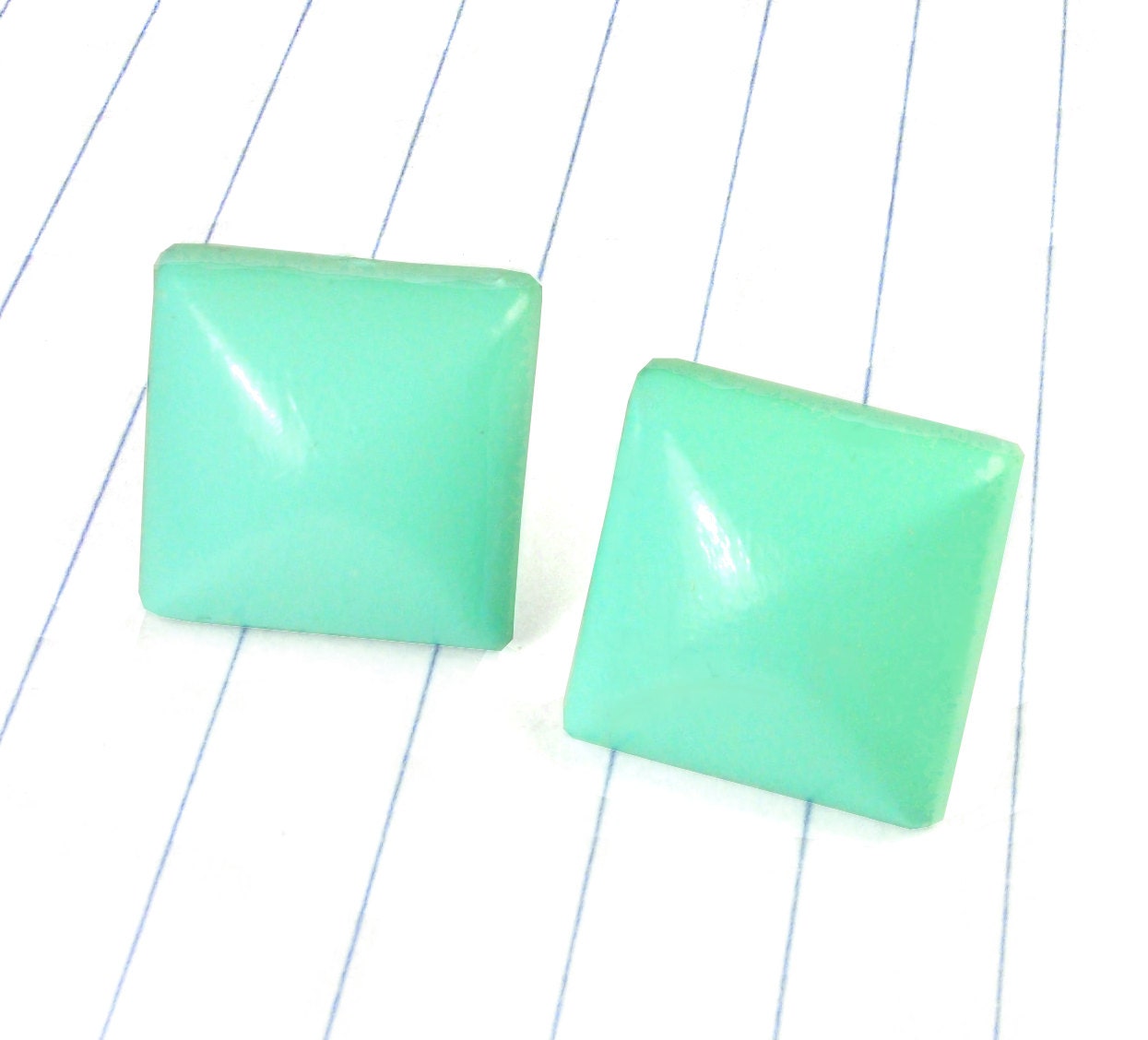 mint square earrings - mint earrings - mint studs - mint jewelry - mint - bridesmaid earrings - bridesmaid studs - mint wedding - modern