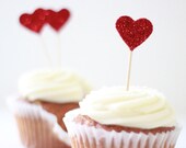 Glittered Heart Cupcake Toppers