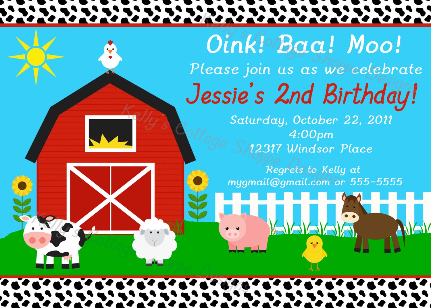 Farm Animal Birthday Party Invitation.... Custom, Printable, Digital Il_570xn