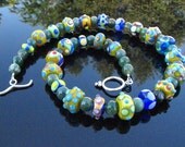 Lampwork Bead Necklace Handmade Glass Handcrafted Wearable Art Jewelry SRA and SRAJD