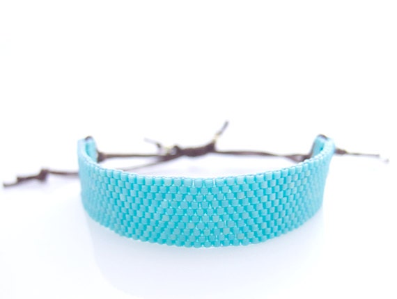 Turquoise Beaded Bracelet, Blue Cord Bracelet, Adjustable Cord, Summer Bracelet, OOAK Handmade by JeannieRichard