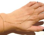 Slave Bracelet, 14kt Gold Filled Chain, Delicate Bracelet Ring, Hand Jewelry, Real Housewives, Swarovski Crystal, Wedding Jewelry