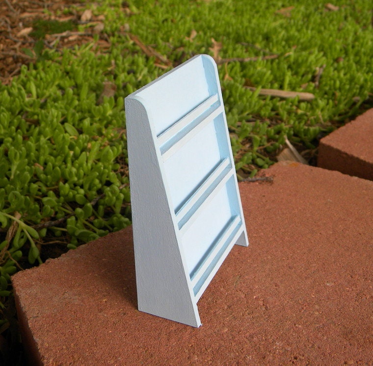 Blue office or store magazine rack original design dollhouse miniature