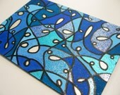 ACEO - Eternity - Abstract Glitter Blue Design - Original Art OOAK ATC Small Art