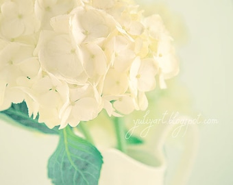 Hydrangea photo print romantic flower photography art floral wall decor bridal shower gift nursery decor for her pastels wedding sunshine