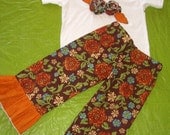 Fall Flowers Ruffled Pant...