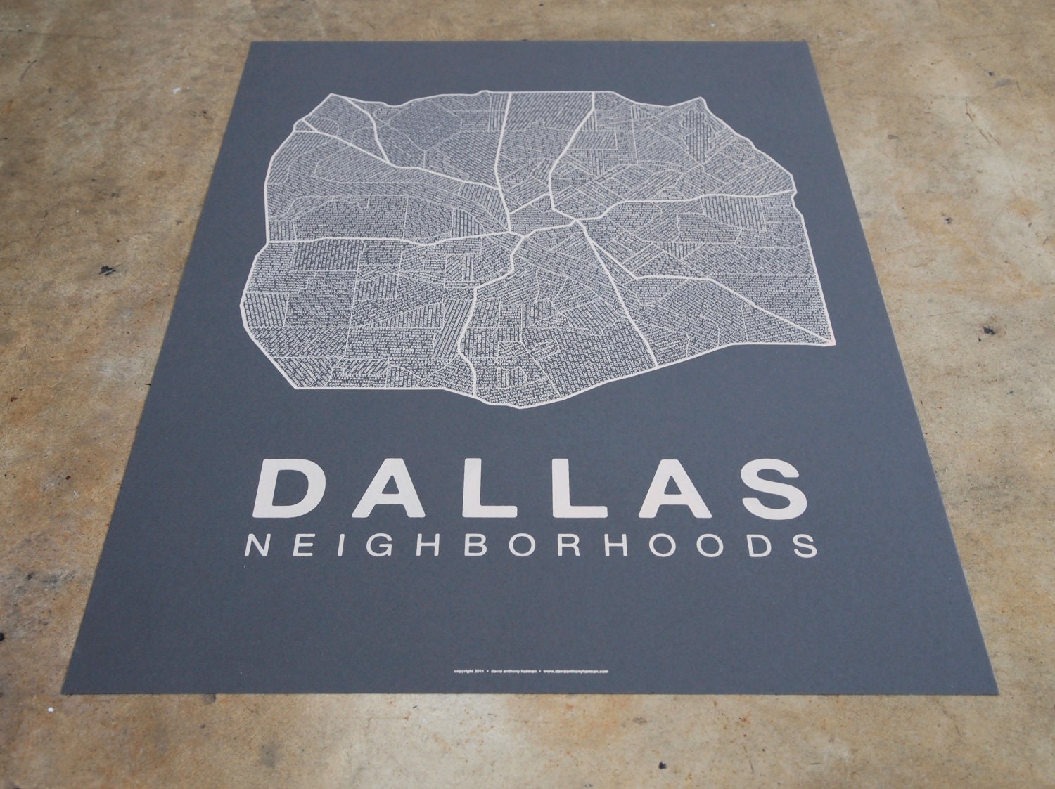 Dallas Neighborhood Map - Dark Grey
