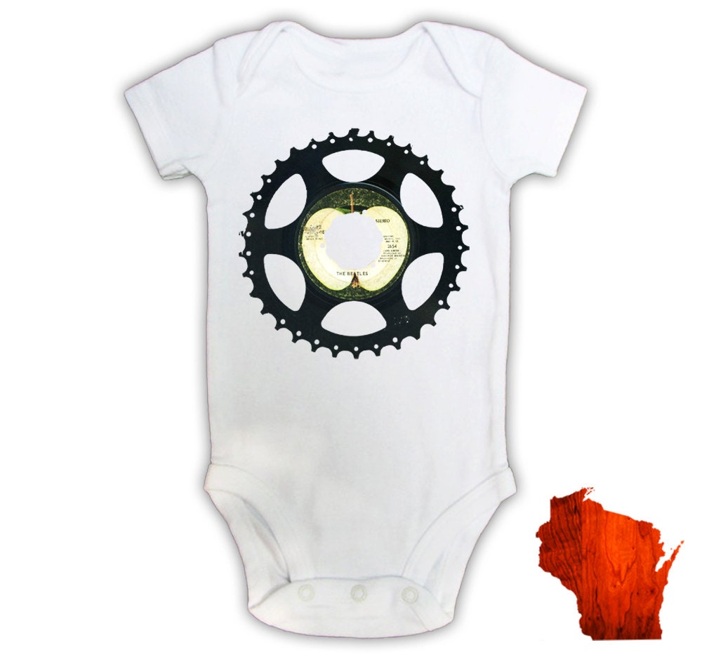Fixed Gear Apple Record Baby Onesie, Baby One Piece Bodysuit, Romper, Jumper, Creeper, Great Baby Shower Gift, Birthday Gift Or Party Favor