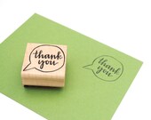 Thank You Stamp, Voice Bubble and Handwritten Calligraphy, Modern Wedding, DIY Stationery Supply, Art Mount Rubber Stamp