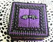 Purple And Black Vampire Bat Trinket Box