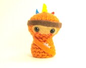Chubby Ninja Native American Indian Crochet Amigurumi Doll