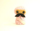 Chubby Ninja Pink Mustache Man Crochet Amigurumi Doll