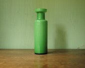 Mid Century Modern Italian / Scandinavian Cased Glass Vase - Alsterfors Era Green Vase