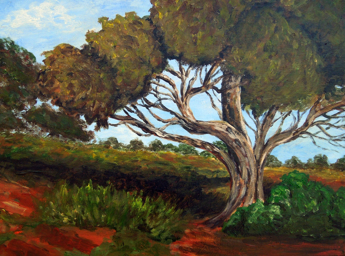Tree painting is an original, 12"x 16" acrylic on canvas