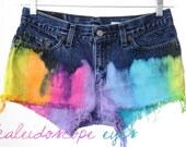 Vintage LEVIS Low Rise RAINBOW OMBRE Dyed Denim Cut Off Shorts M