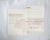 SAMPLE - Rustic Fall Tree Outdoor Wedding Invitations Suite with RSVP - Burnt Orange and Purple accents