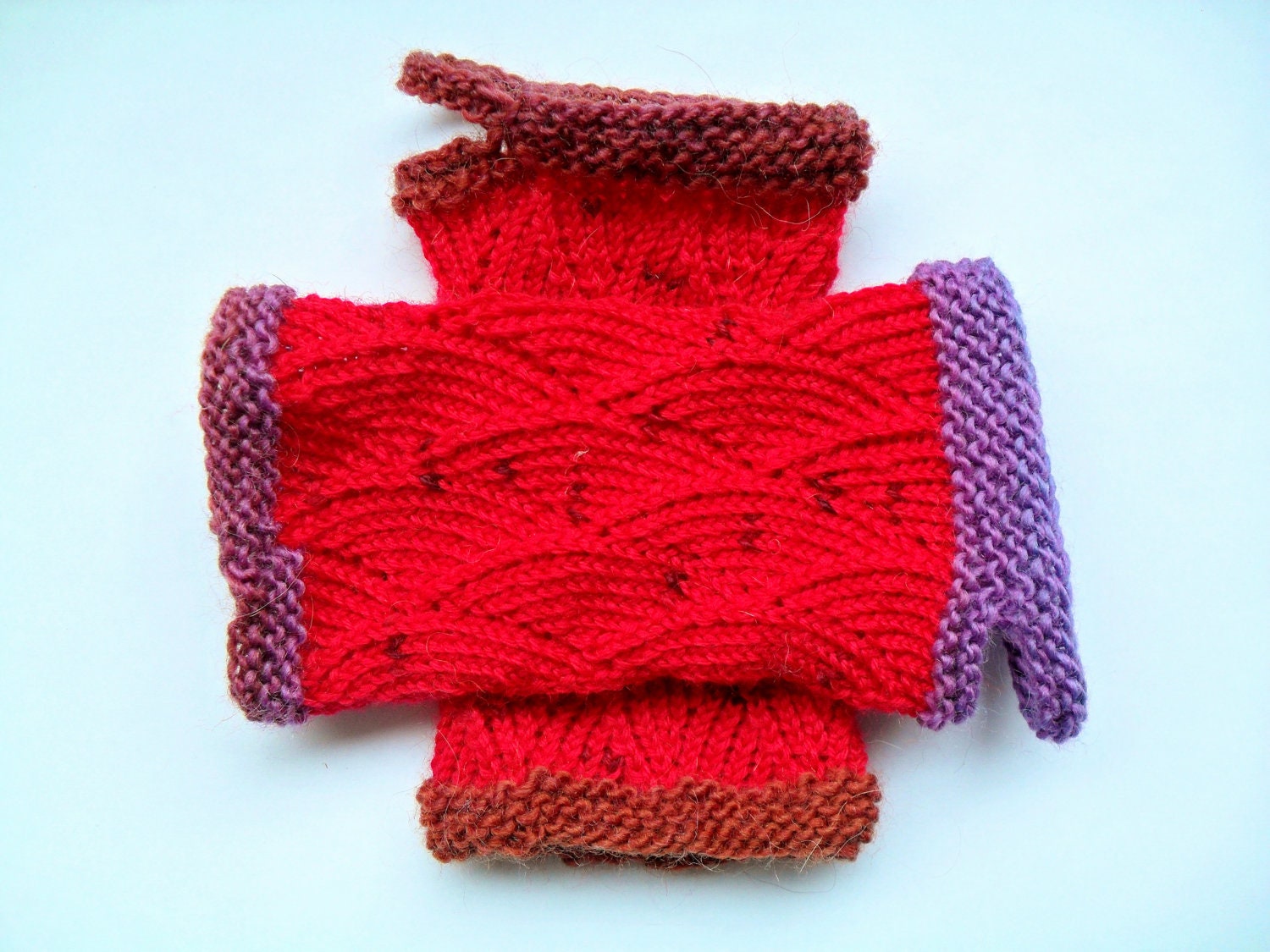 Red dragon scale knit wrist warmers size XS-S