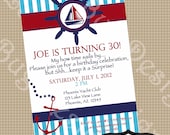PRINTABLE Adult Sailboat Birthday Party Invitation- DIY printable party invitation by Luv Bug Design