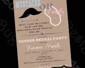 PRINTABLE Mustache or Pearls Themed Baby Shower or Gender Reveal Invitation-Printable party invitations by Luv Bug Design