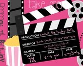 PRINTABLE Movie themed Birthday Party Invite- DIY printable party invitation by Luv Bug Design