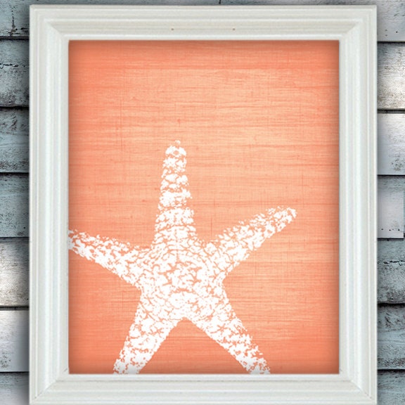 Starfish Wish - Art Poster - Peach Texture - You can Customize the Color - 8x10 Print