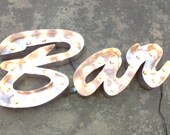 Bar sign silver steel polished restaurant man cave