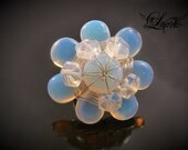 Flower coctail ring- glass and metal