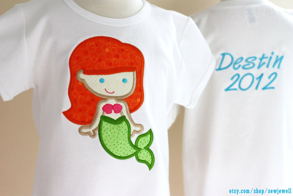 Little mermaid for girls or shark for boys personalized t-shirt