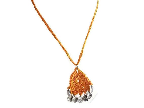 Handmade Crochet Yellow Necklace