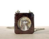 honey harvest bear- fall fashion wooden bear necklace- wheat field dark wood