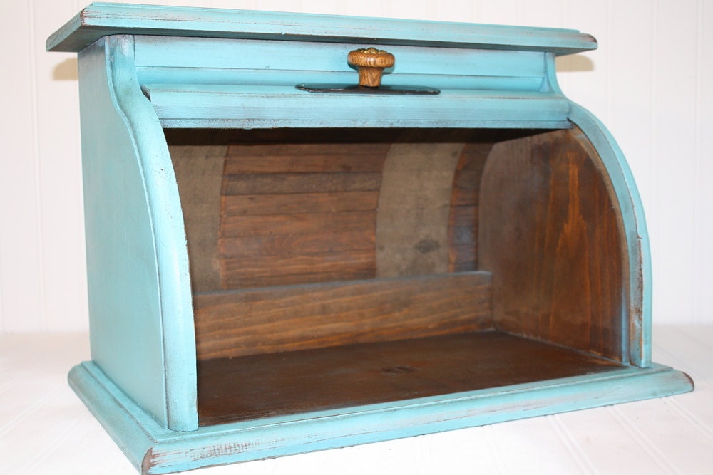 Vintage Rolltop Breadbox - Painted and Distressed