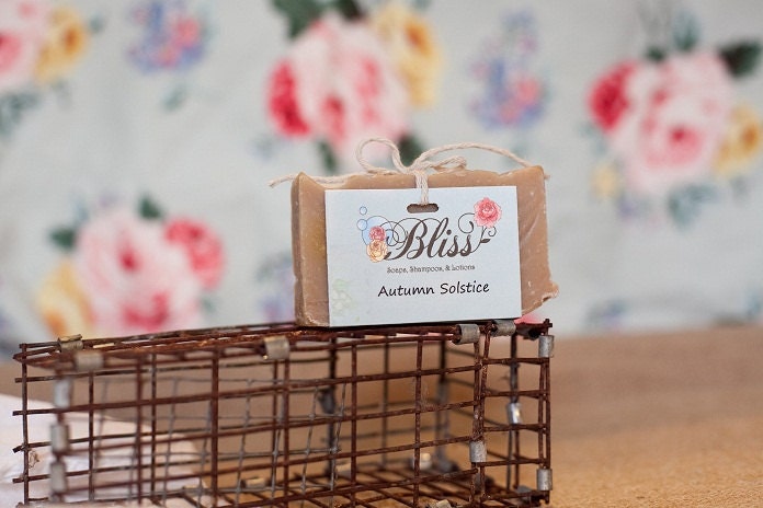Autumn Solstice Handcrafted soap bar, a delicious pumpkin apple butter and mocha scent.