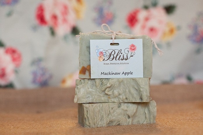 Mackinaw Apple Handcrafted soap bar, a deliciously crisp green apple scent