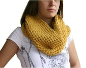 Cowl in Mustard Yellow  - Chunky Neck Warmer Scarf  - Wool Blend Snood - Fall Winter Fashion - Women and Teens Accessories