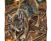 Tarot Art Print, Magician Card, Coyote Wall Art 5x7 Wolf Artwork, Tarot Deck Art, Major Arcana, Animism Tarot